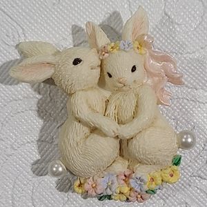 Vintage Ceramic Rabbit Pin